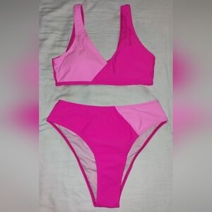 [Firm Price] Shein Hot Pink and Bubblegum Pink Colorblock Bikini